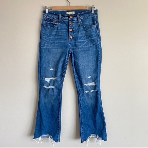 𝅺madewell Cali Demi-Boot Jeans in Bronson Wash: Button-Front Edition Size 27 - Picture 2 of 13